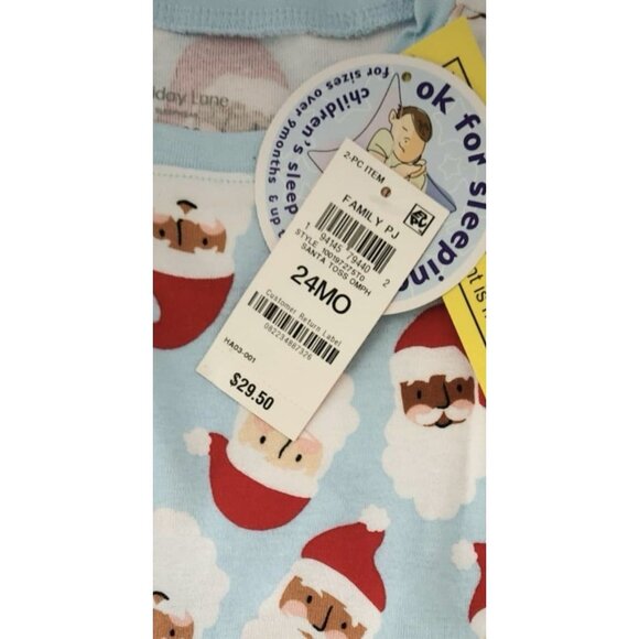 Holiday Lane Kids Christmas Santa Pajama Set 2-Piece 24 M 100% Cotton Unisex - Picture 3 of 4